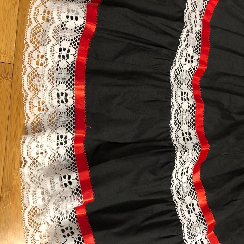 Handmade Latin Dance Skirt Lace Ribbon Adjustable Sml Med Lrg Xl OS Red Black - Picture 5 of 8